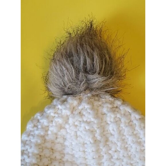 Womens Wool Blend Hat White W/ Pompom Casual Bohemian Style  Anne Klein - Picture 3 of 9